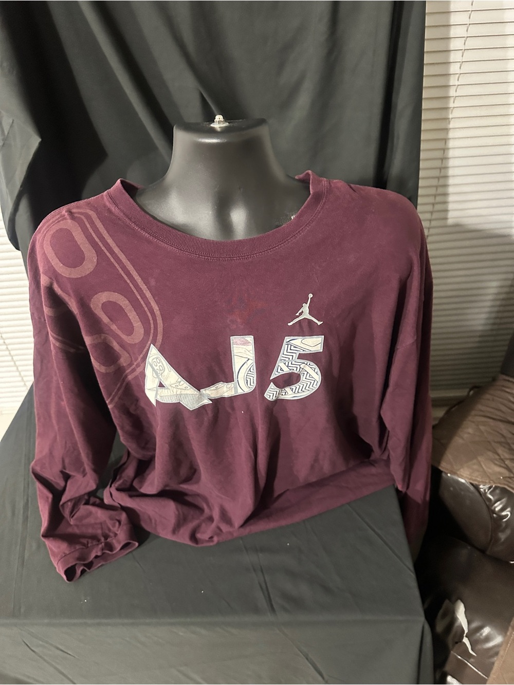 Jordan Maroon Long-Sleeve Graphic Tee-AJ5 shirt-size XXL-#629